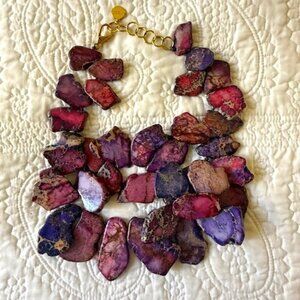 Rare Nest Designer Purple Agate Slab Necklace